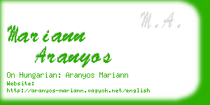 mariann aranyos business card